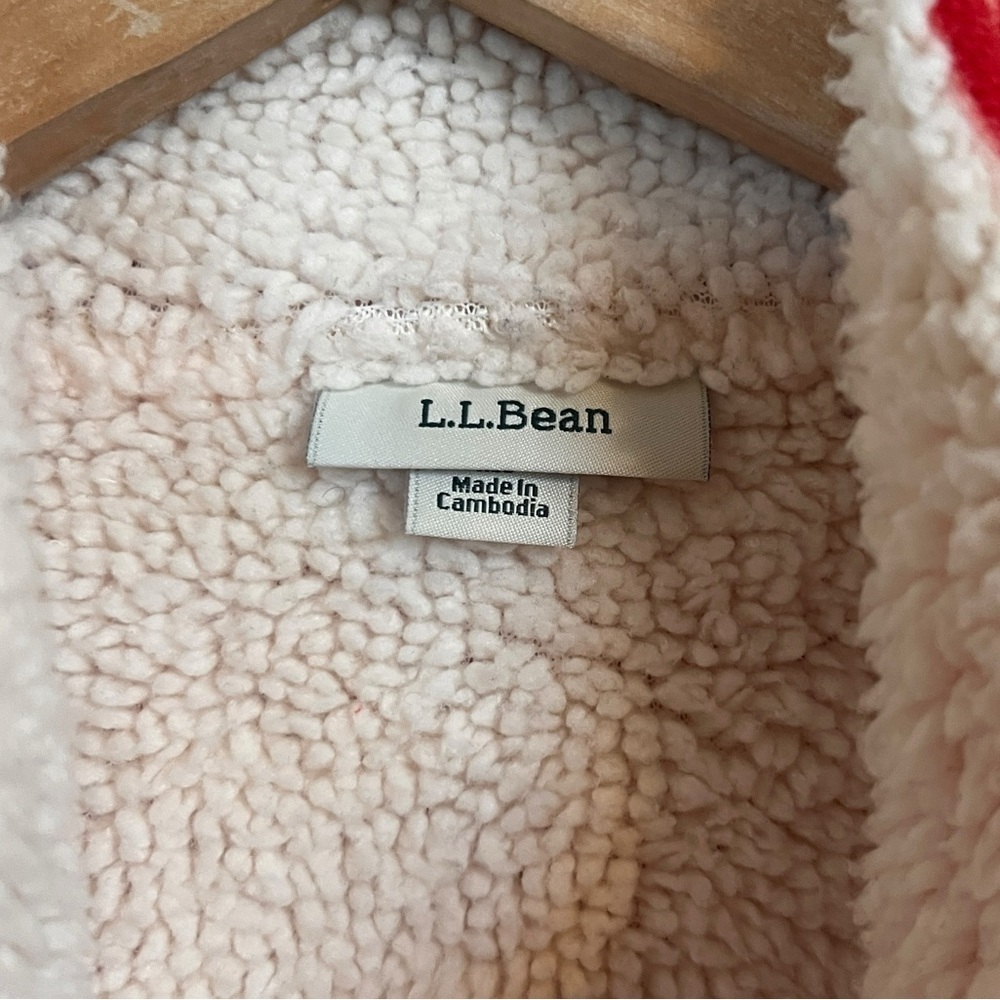 L.L. Bean Women’s Red and White Striped Full Zip Fleece Jacket Size Small - Picture 4 of 11